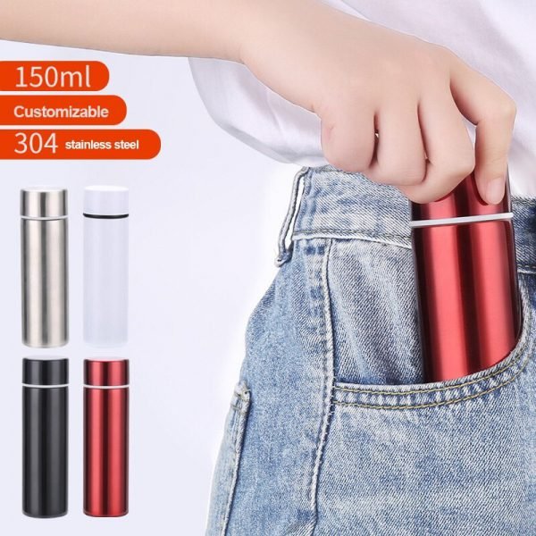 150 ml cep tipi mini ufak kaliteli 304 çelik çift katmalı termos siyah - Görsel 5