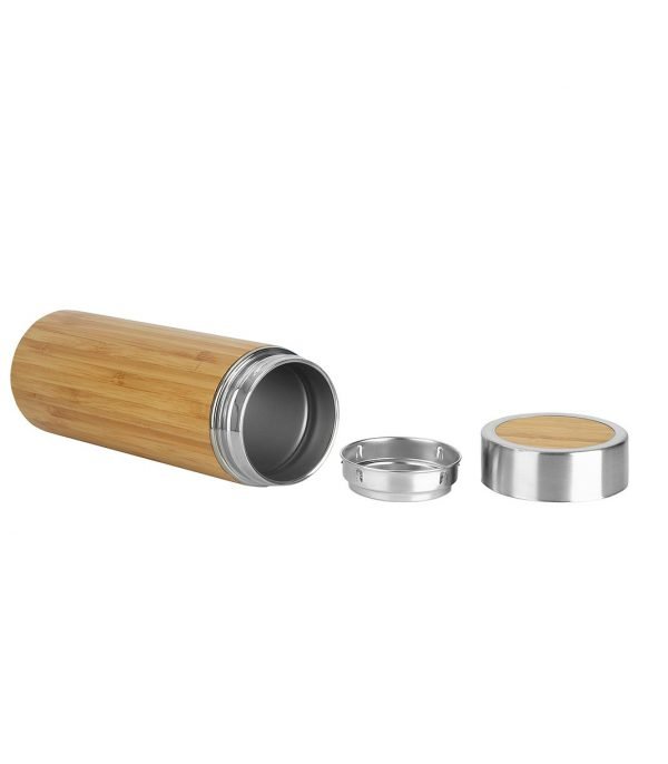 544 Bambu Çift Katlı 304 Paslanmaz Çelik 450 ML Mug Termos Bardak - Görsel 2