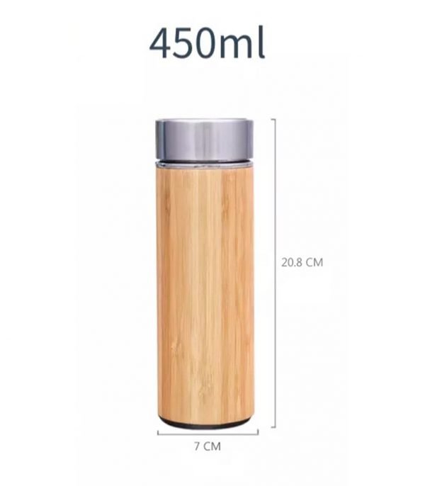 544 Bambu Çift Katlı 304 Paslanmaz Çelik 450 ML Mug Termos Bardak - Görsel 5