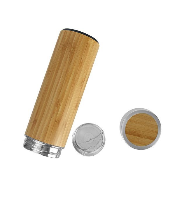 544 Bambu Çift Katlı 304 Paslanmaz Çelik 450 ML Mug Termos Bardak - Görsel 4
